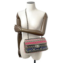 Load image into Gallery viewer, CHANEL CC Logo Knit Shoulder Bag Khaki/MulticolorA90848 Knit Size 25
