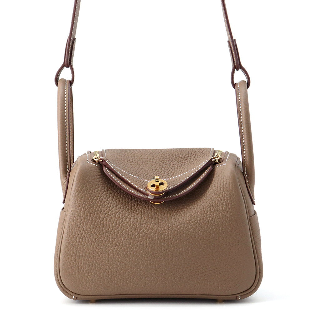 HERMES Lindy Etoupe Taurillon Clemence Size Mini