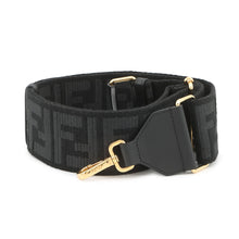 Load image into Gallery viewer, FENDI FF logo strap Black Canvas Leather
