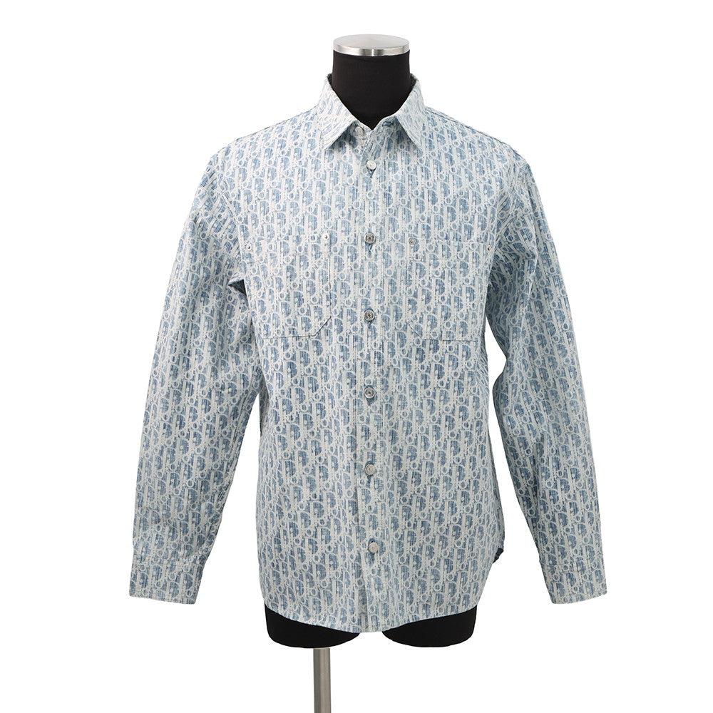 Dior Oblique Kasuri Overshirt Size 38 Blue/White013D585BY989 Cotton100%