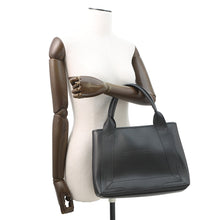 将图像加载到图库查看器中，BALENCIAGA Navy Cabas Punching Logo Tote Bag Black339933 Leather Size S
