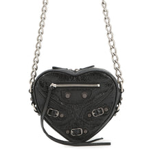 Load image into Gallery viewer, BALENCIAGA Lucagol Heart ChainShoulder Bag Black722781 Leather
