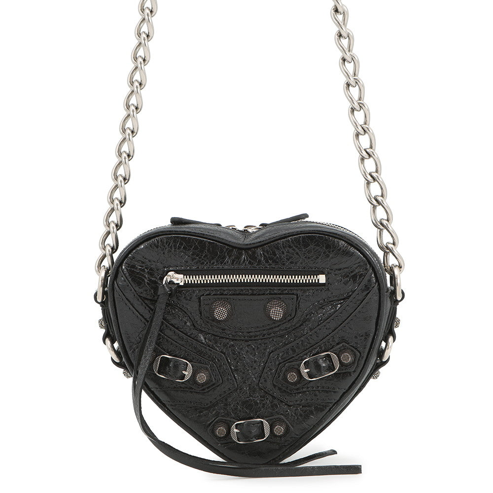 BALENCIAGA Lucagol Heart ChainShoulder Bag Black722781 Leather