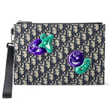 Load image into Gallery viewer, Dior Kenny Scharf Collaboration Oblique Clutch Bag Black/Beige Jacquard canvas
