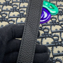 将图像加载到图库查看器中，Dior Kenny Scharf Collaboration Oblique Clutch Bag Black/Beige Jacquard canvas
