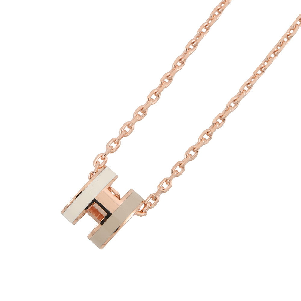 HERMES Pop H Necklace Rocabar White/Marron glacé Metal