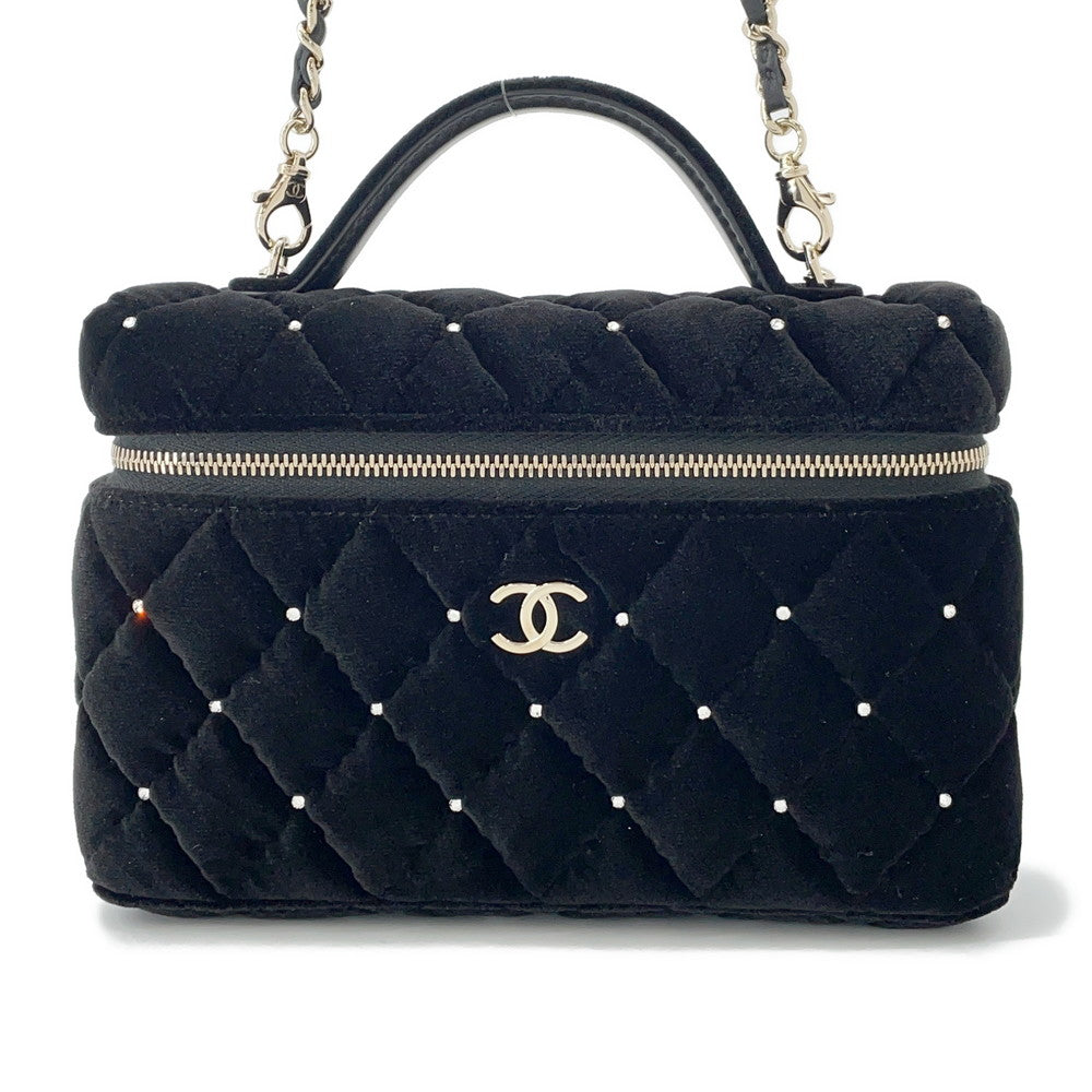 CHANEL Vanity case BlackAP4860 Velvet Strass
