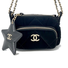 Load image into Gallery viewer, CHANEL Coco Neige Chain Clutch BlackAP4772 Velvet Effect Nylon Shiny Crumple Calf Leather
