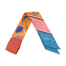 将图像加载到图库查看器中，HERMES Twilly Folding Canopy Carriage LES VOITURES A TRANSFORMATION Orange/Cobalt/Vermillon Silk100%
