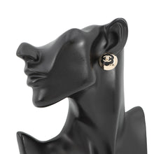 将图像加载到图库查看器中，CHANEL CC Logo Dome Earrings BlackABG001 Leather Gold Plated
