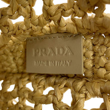 Load image into Gallery viewer, PRADA Logo Crochet Tote Bag Natural2VG105 Raffia
