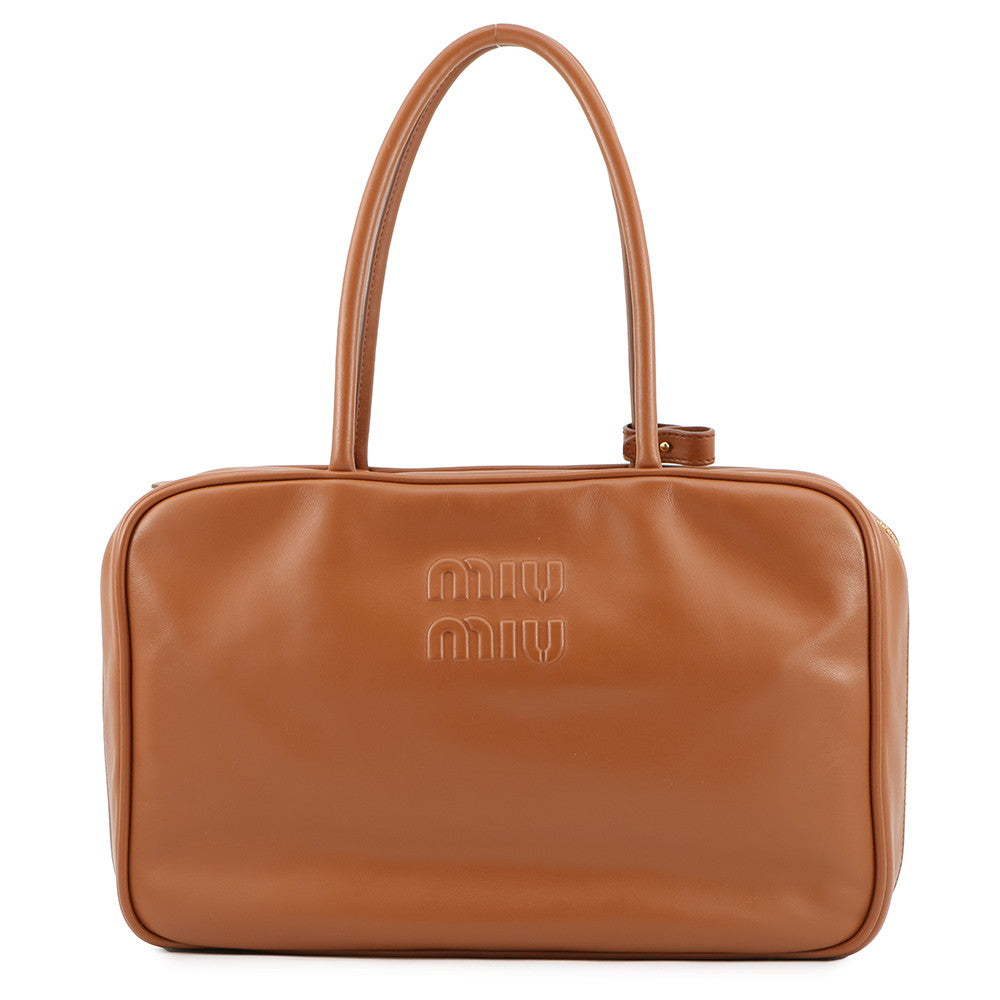 MIUMIU Bo Bag Cognac5BB117 Leather Size Large