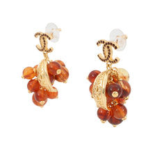 将图像加载到图库查看器中，CHANEL Medieval Grape Motif Earrings BrownABF870 Metal Rhinestone
