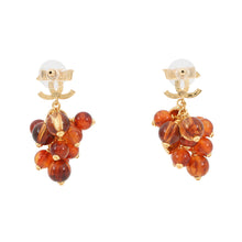 将图像加载到图库查看器中，CHANEL Medieval Grape Motif Earrings BrownABF870 Metal Rhinestone
