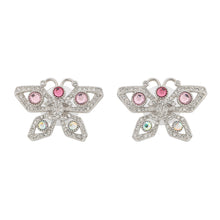 将图像加载到图库查看器中，CHANEL Medieval Butterfly Earrings Silver Metal Rhinestone
