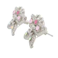 将图像加载到图库查看器中，CHANEL Medieval Butterfly Earrings Silver Metal Rhinestone
