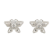 Load image into Gallery viewer, CHANEL Medieval Butterfly Earrings Silver Metal Rhinestone

