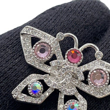 将图像加载到图库查看器中，CHANEL Medieval Butterfly Earrings Silver Metal Rhinestone
