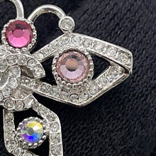 将图像加载到图库查看器中，CHANEL Medieval Butterfly Earrings Silver Metal Rhinestone
