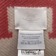 将图像加载到图库查看器中，HERMES Plaid Avalon Blanket Rose・Errell/White Wool 90% Cashmere10%
