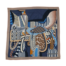Load image into Gallery viewer, HERMES Giant Square La Selle Imaginaire Imaginary Saddle Size 140 Marron glacé/Blue/Ochre Cashmere70% Silk30%

