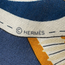 将图像加载到图库查看器中，HERMES Giant Square La Selle Imaginaire Imaginary Saddle Size 140 Marron glacé/Blue/Ochre Cashmere70% Silk30%
