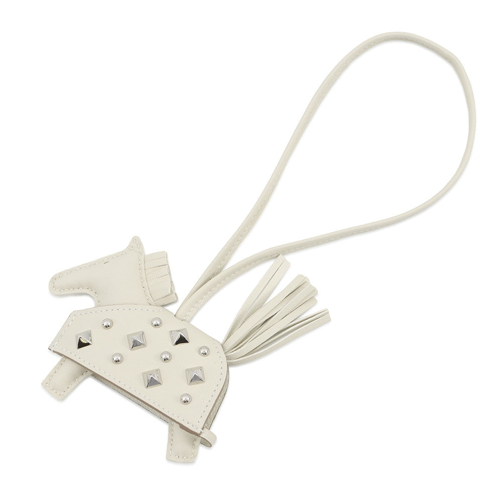 HERMES Robeo Padlock Cool Bag Charm Craie Lambskin Size PM