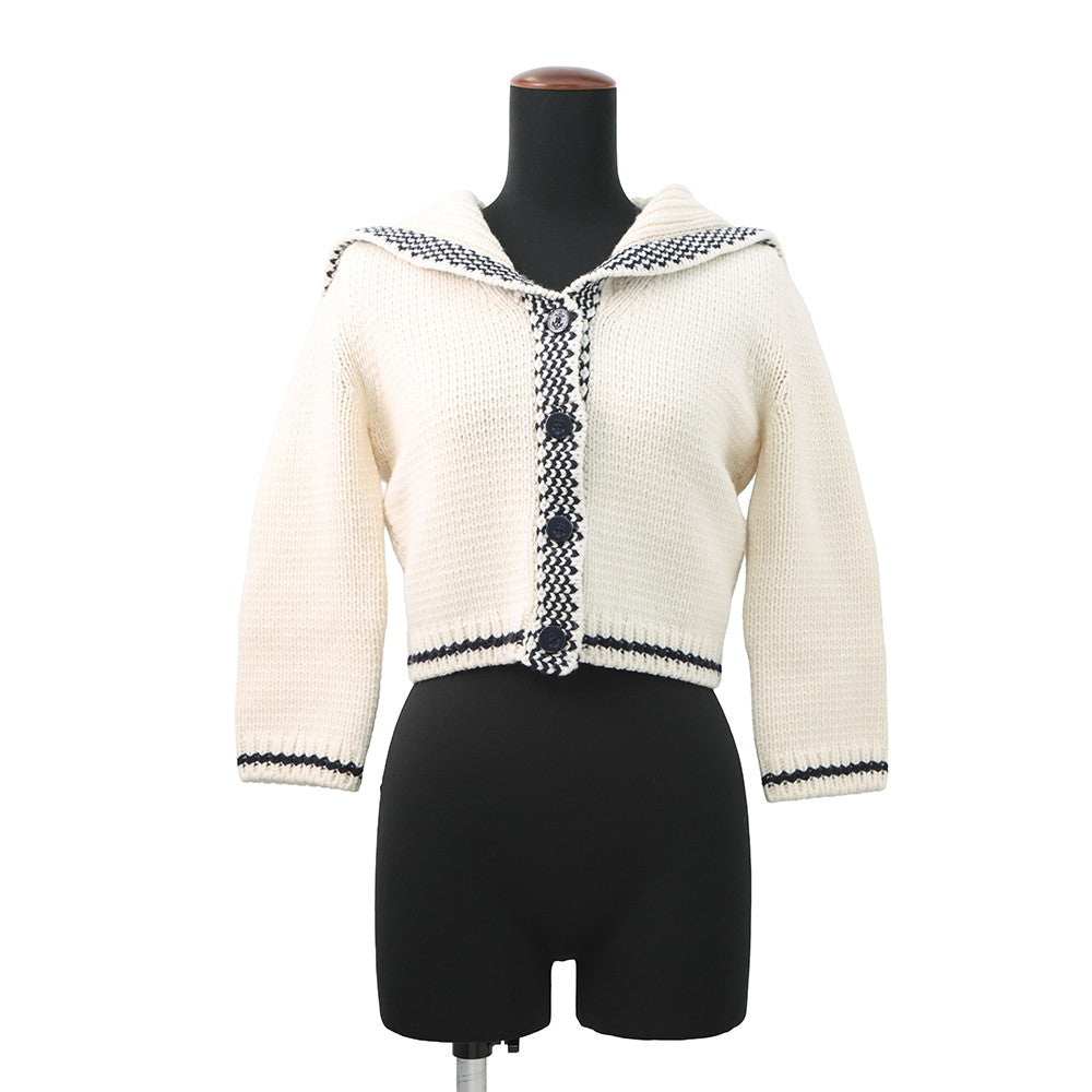 Dior Sailor knit cardigan Size 34 Ivory154G02AM305 Linen70% Cashmere30%
