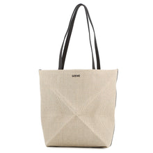 Load image into Gallery viewer, LOEWE Puzzle Fold Tote Beige/BrownA779G50X34 Raffia Calf Leather Size Medium
