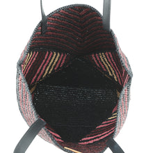 Load image into Gallery viewer, LOEWE Paula Ibiza Puzzle Fold Tote Burgundy/Pink/Beige/BlackA779G50X37 Raffia Leather Size Medium
