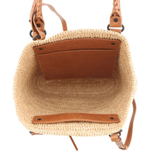 Load image into Gallery viewer, BALENCIAGA Le City Basket 2WAY Tote Bag Natural/Camel828888 Raffia Lambskin Size Medium
