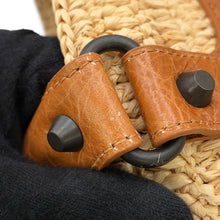 Load image into Gallery viewer, BALENCIAGA Le City Basket 2WAY Tote Bag Natural/Camel828888 Raffia Lambskin Size Medium
