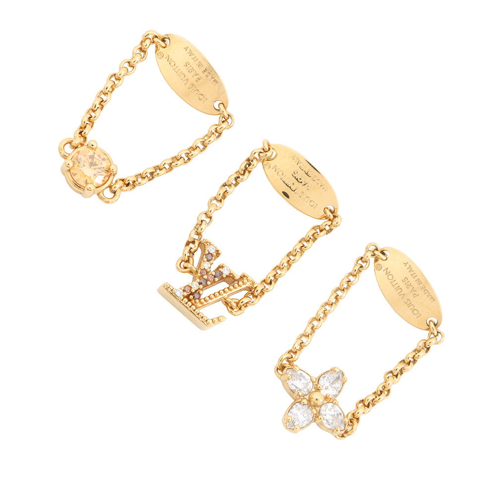 LOUIS VUITTON Lady's LV Ring Set Size M GoldM1695M Gold Plated Colored Stones