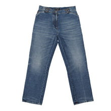 将图像加载到图库查看器中，CHANEL CC Logo Washed Denim Pants Size 38 BlueP76791 Cotton100%
