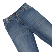 将图像加载到图库查看器中，CHANEL CC Logo Washed Denim Pants Size 38 BlueP76791 Cotton100%
