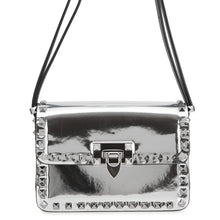 将图像加载到图库查看器中，Valentino Garavani RockStudded Shoulder Bag Silver3W2B0M42QTE Patent Leather
