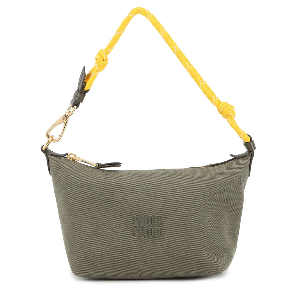 MIUMIU Gabardine Pouch Khaki/Yellow5NE841 Cotton Canvas Size 7.3