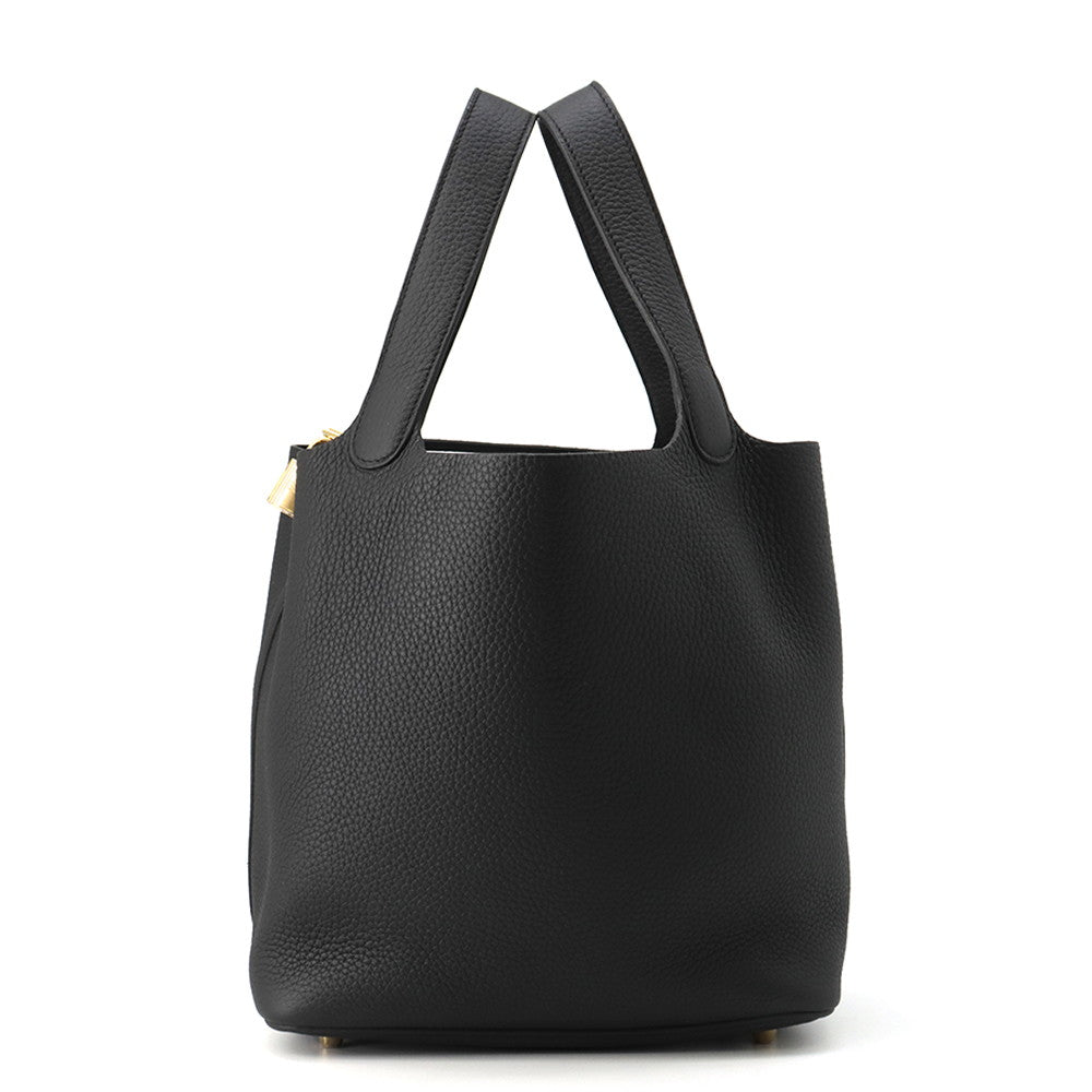 HERMES Picotin Padlock Black Taurillon Clemence Size MM