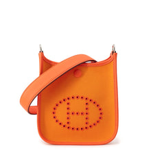 将图像加载到图库查看器中，HERMES Neo Evelyne Jaune d'or/Feu Toile Officier Swift Leather Size TPM
