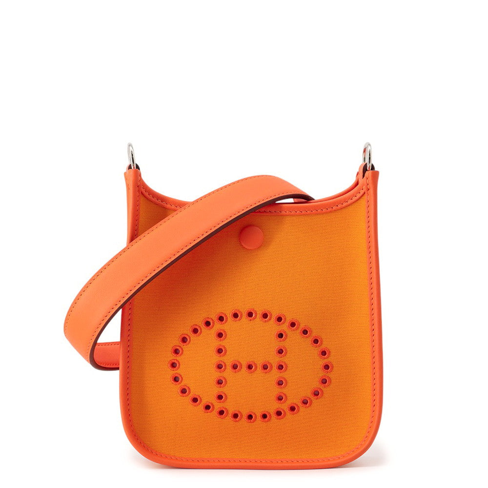 HERMES Neo Evelyne Jaune d'or/Feu Toile Officier Swift Leather Size TPM