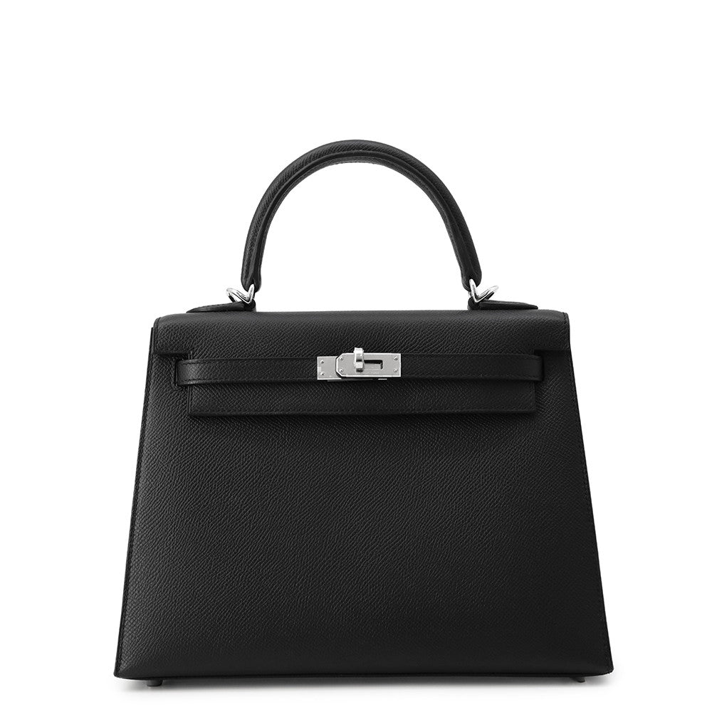 HERMES Kelly Sellier Black Epsom Size 25