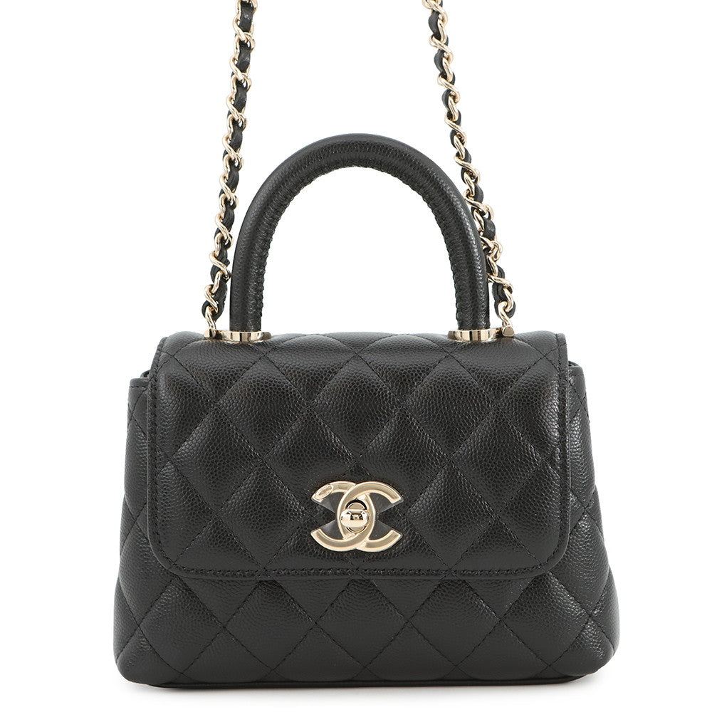 CHANEL Matelasse Coco Handle BlackAP4244 Caviar Leather Size Mini mini
