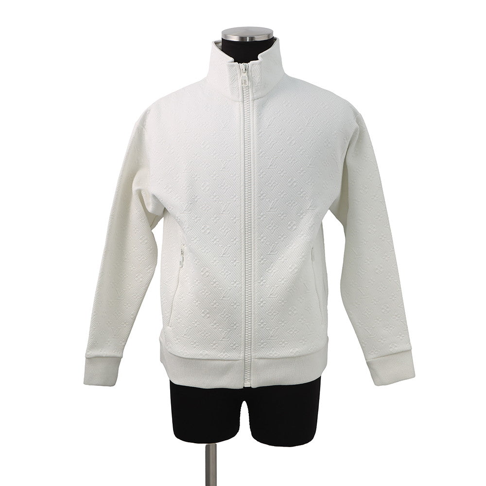 LOUIS VUITTON LVSE Monogram Fleece Tracksuit Jacket Size XS White1AATUL Polyester66% Nylon21% Cotton13%