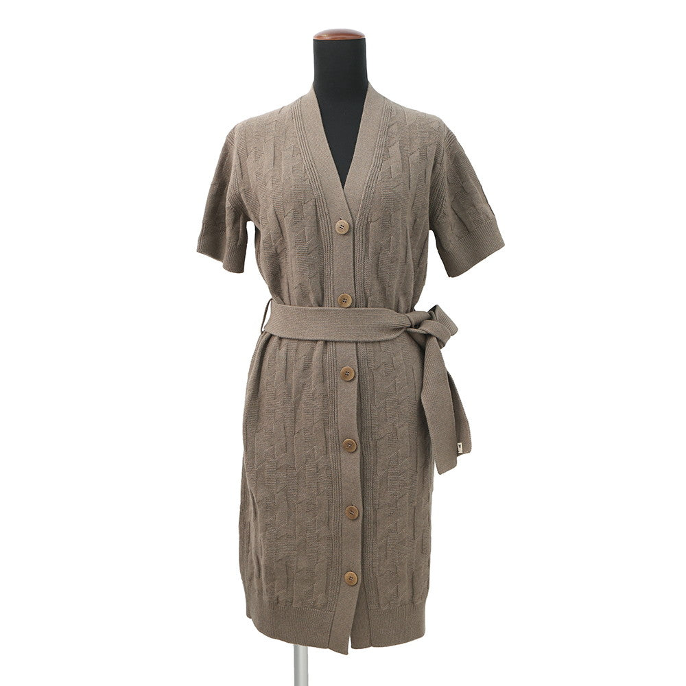 HERMES H motif long cardigan Size 36 Brown4E2522D3 Wool 100%