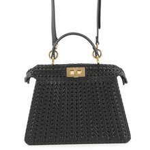 将图像加载到图库查看器中，FENDI Peekaboo ISeeU Braided Black8BN327 Leather Size Small
