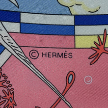 Load image into Gallery viewer, HERMES Carre Hermes Flagship HERMES Flagship Size 90 Rose Bonbon/Blue/Multicolor Silk100%
