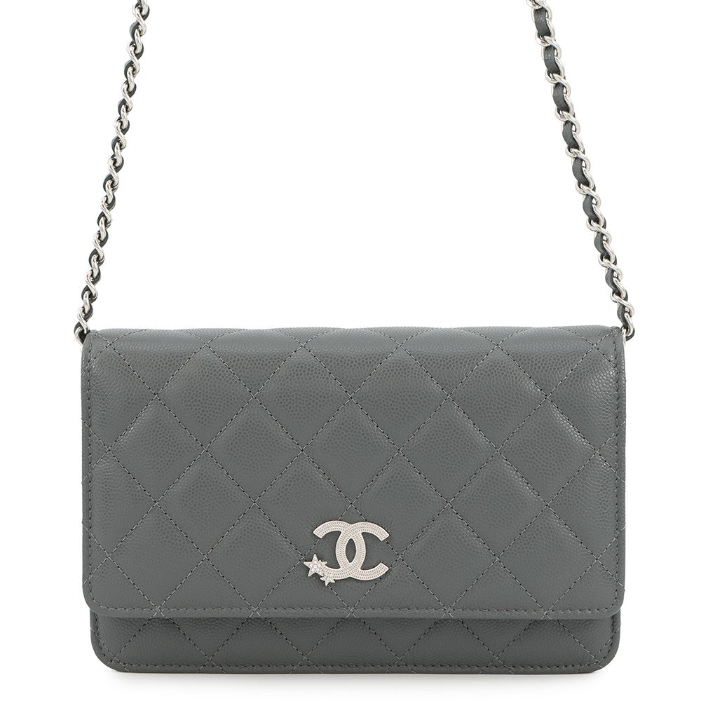 CHANEL CC Comet ChainShoulder Bag GrayAP3723 Caviar Leather