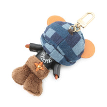 将图像加载到图库查看器中，LOUIS VUITTON LV Louis Bear Bag Charm Noir/Blue/BrownM03206 Fake fur
