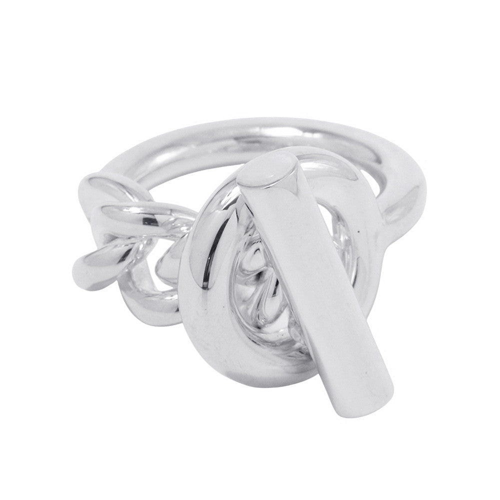 HERMES Chaine d'Ancre Verso Ring Size 49/#9 PMH125620B 00049 K18PG Ceramic