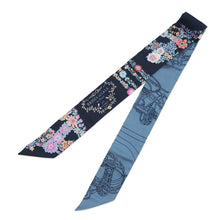 Load image into Gallery viewer, HERMES Twilly BRIDES DE GALA EN FLEURS Brides de Gala en Fleurs Marine/Pink/Blue Jean Silk100%
